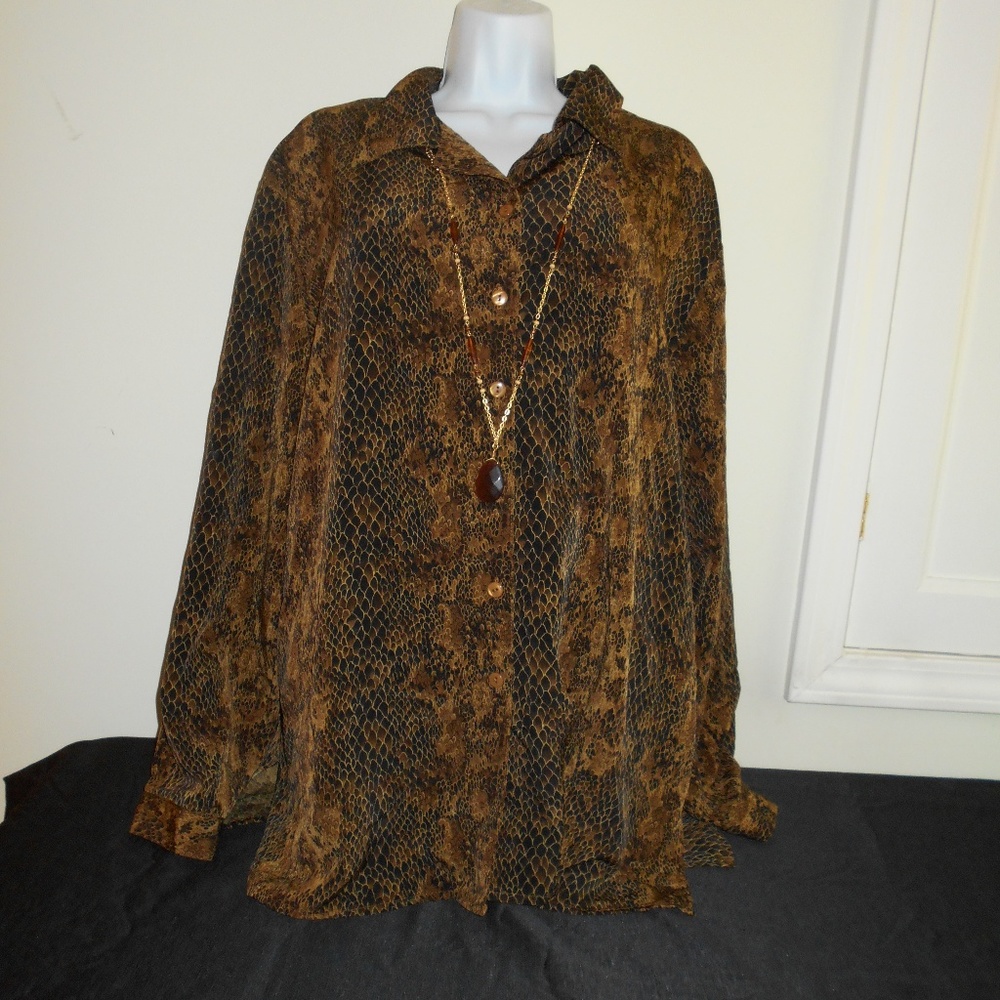 Vintage Leopard Snakeskin print size 2x  Blouse